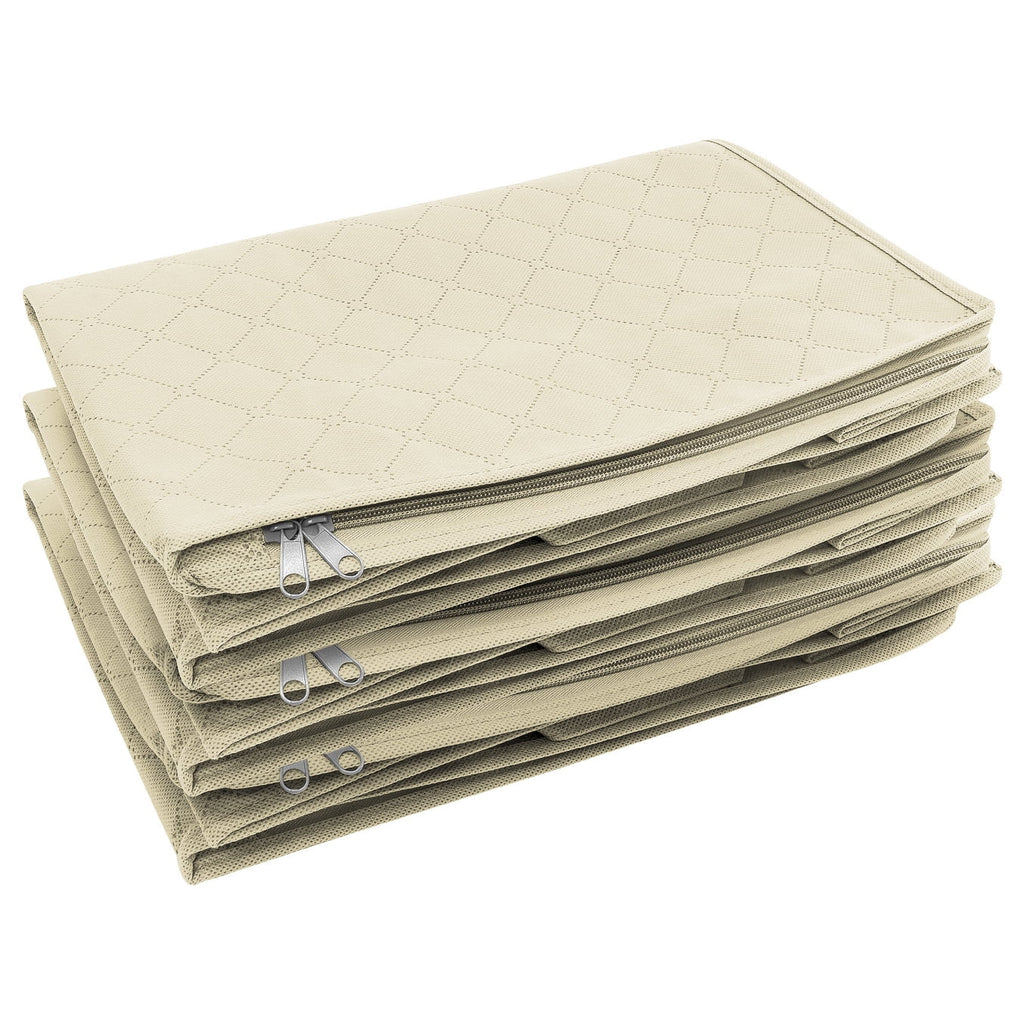 Space-Saving and Durable Shelves Clothing Storage, Beige, 3 Count