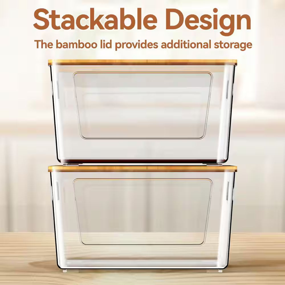 2-Pack Stackable Trash Bag Holder W/ Bamboo Lid, Large Garbage Bag Dispenser for under Sink