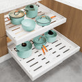 WIMEORS 2Pack Expandable Pull Out Cabinet Organizer Adhesive21" Deep Slide Out Drawer for Kitchen CabinetsCabinet Pull Out Shelves For Kitchen Pantry Organization Adjustable Width 12.4"-20.4"