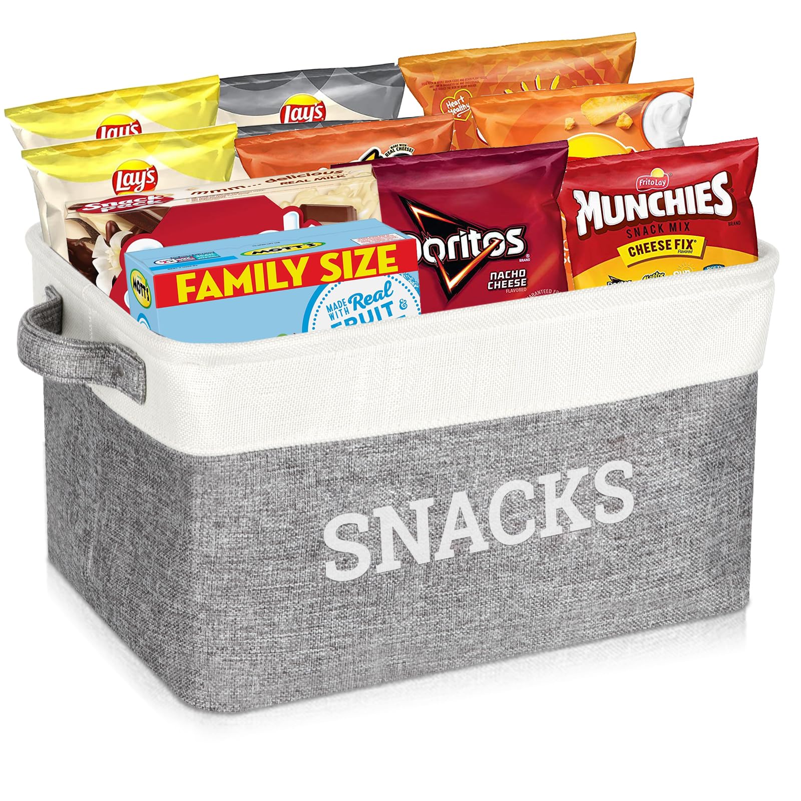 Foldable Fabric Snack Organizer Basket with Handles