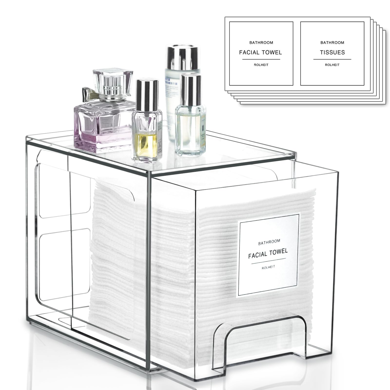 Disposable Face Towel Holder with Drawer – Clear Skincare Organizer