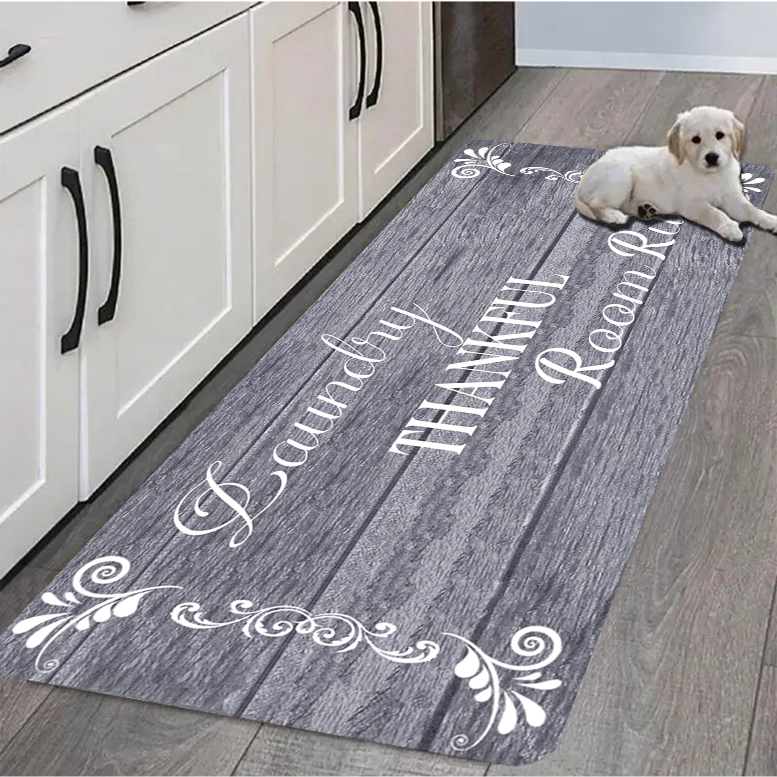 Farmhouse Laundry Room Rug Runner – Non-Slip, Machine Washable