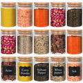 8 oz Glass Jars with Bamboo Lids – Set of 15 with Labels
