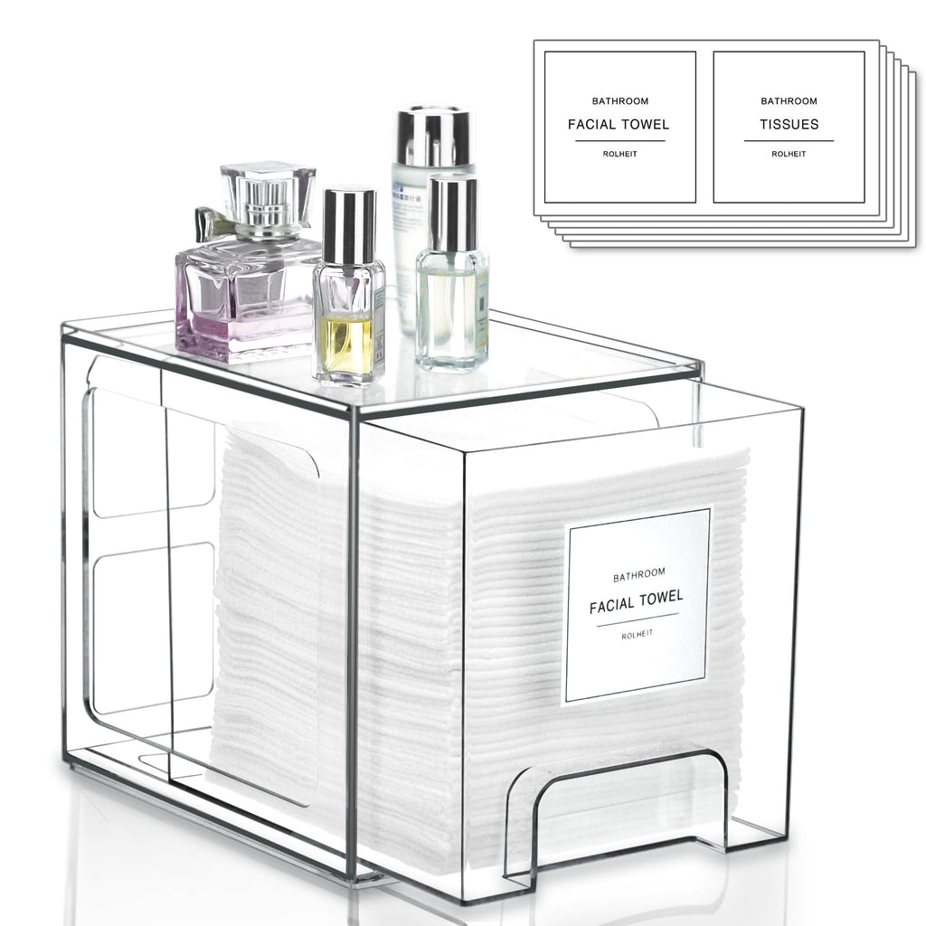 Disposable Face Towel Holder with Drawer – Clear Skincare Organizer