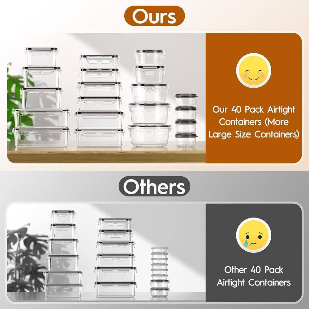 20 Pack Airtight Food Storage Containers Set with Lids Bpa-Free Leak-Proof Kitchen Organization Meal Prep Containers