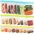 SPLF 24 Pack Reusable Food Storage Bags Dishwasher Microwave Safe BPA Free Reusable Freezer Bags Silicone Free Containers for Meal Prep Fridge Kitchen Organization - 8 Gallon 8 Sandwich 8 Snack