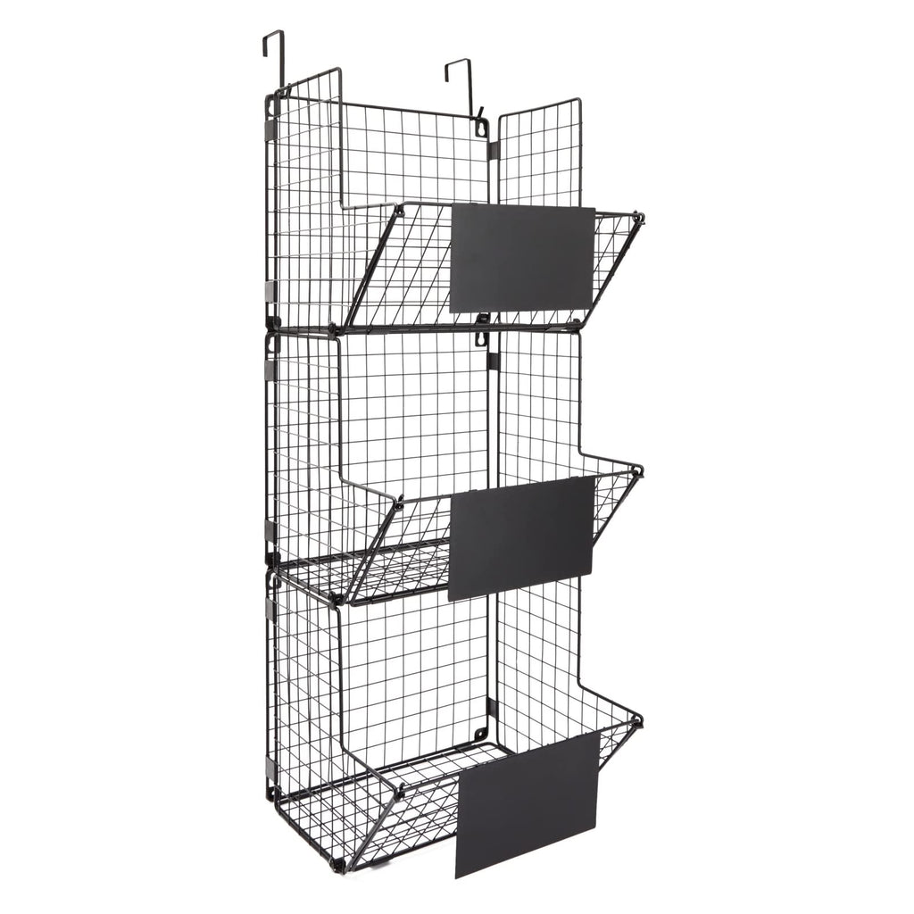 3-Tier Over-the-Door Wire Basket Organizer – Black