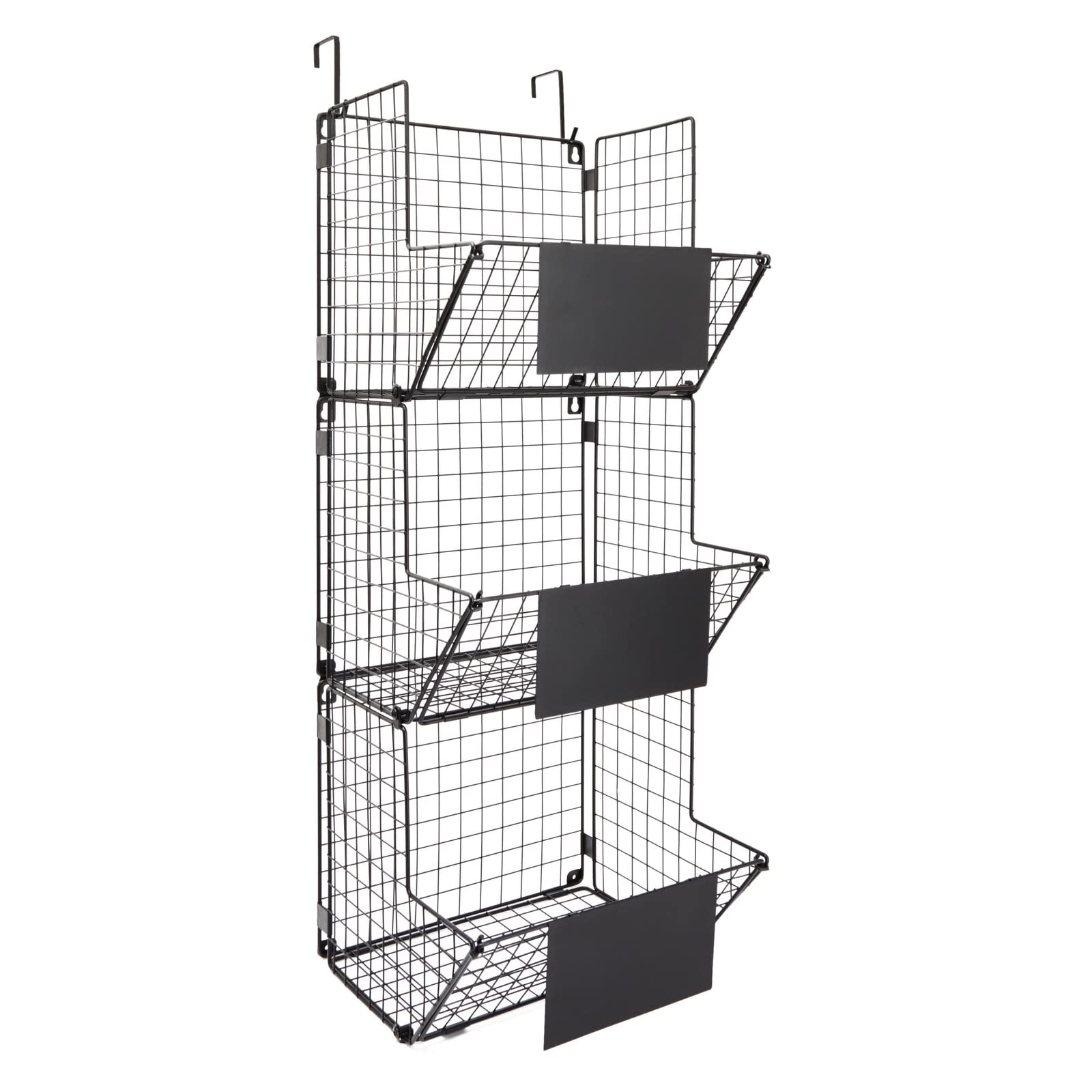 3-Tier Over-the-Door Wire Basket Organizer – Black