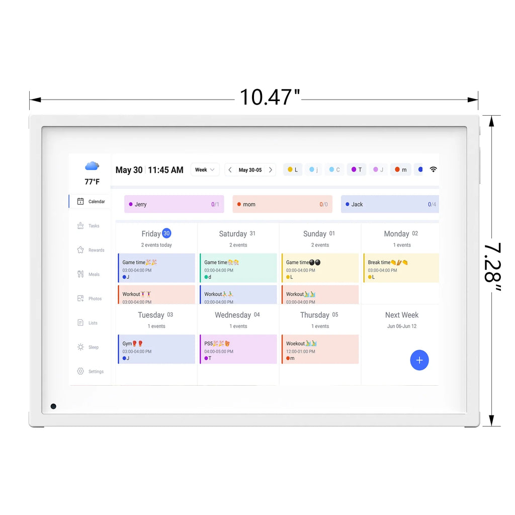 10.1 Inch Smart Digital Calendar Planner & Chore Chart, IPS HD Touchscreen Interactive Display for Family Schedules, Desk Stand Included - Share Photos/Videos