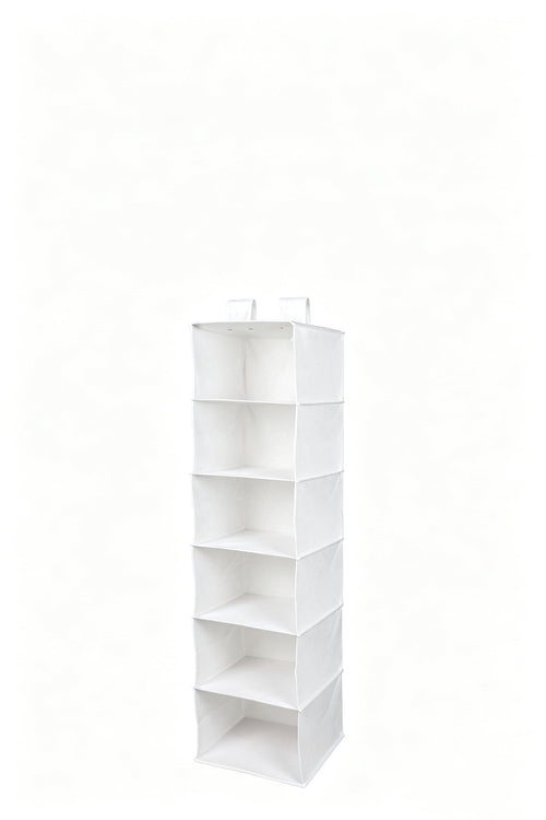 (3 Pack)  6 Shelf Non-Woven Hanging Closet Organizer Shelf Dividers, Arctic White