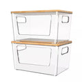 2-Pack Stackable Trash Bag Holder W/ Bamboo Lid, Large Garbage Bag Dispenser for under Sink