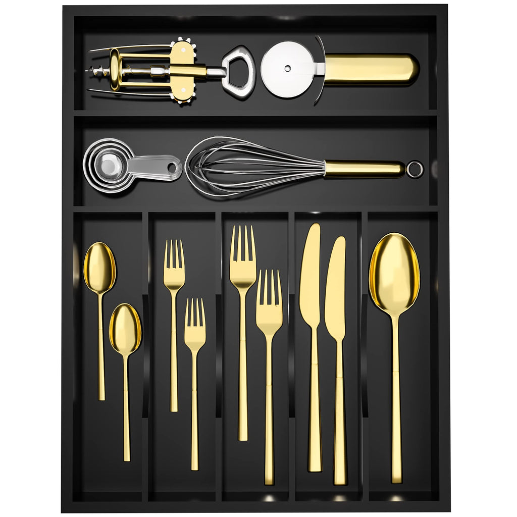 Bamboo Silverware & Utensil Drawer Organizer – 7 Slots, 13"x17"