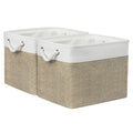 Large Collapsible Storage Bins – 16x12x12", Set of 2 (White & Khaki)