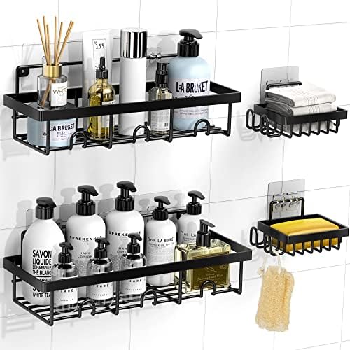 Adhesive Shower Organizer Shelves – No-Drill, Set of 4