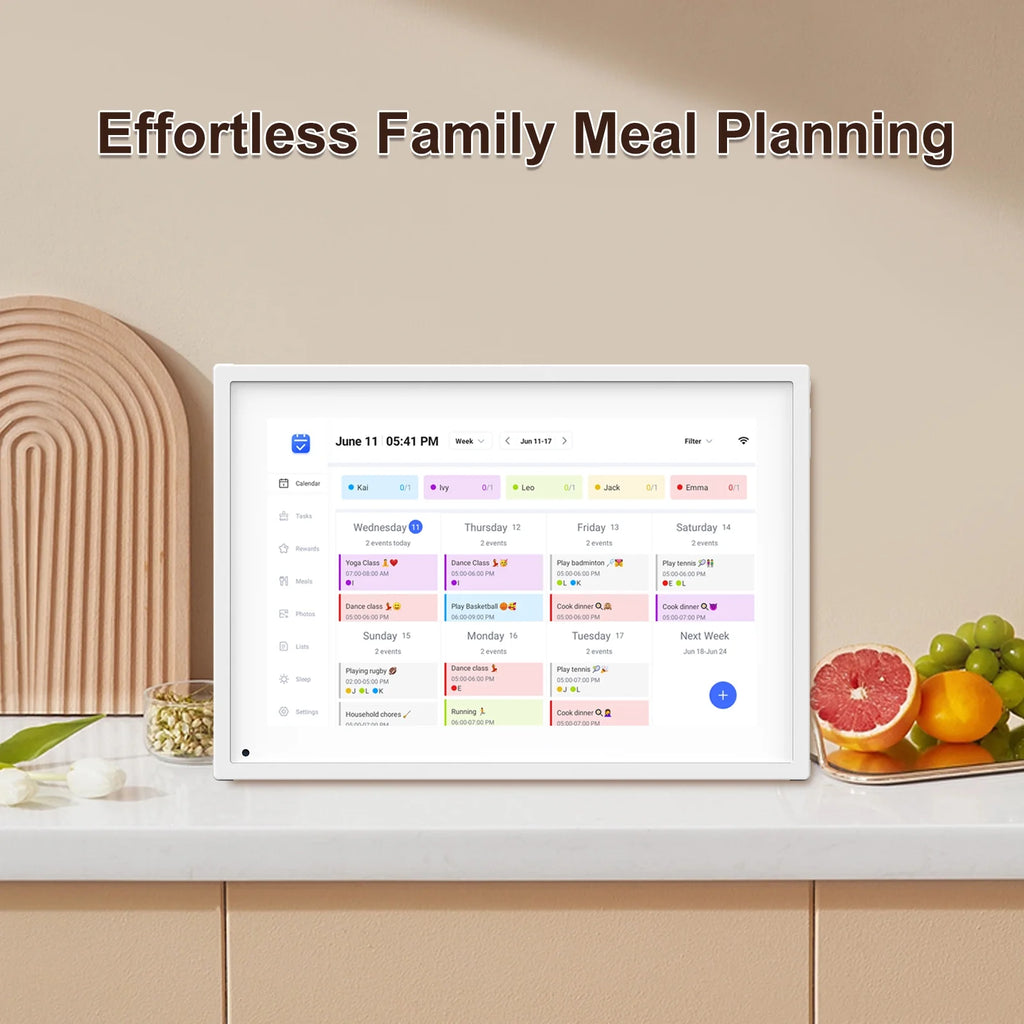 10.1 Inch Smart Digital Calendar Planner & Chore Chart, IPS HD Touchscreen Interactive Display for Family Schedules, Desk Stand Included - Share Photos/Videos